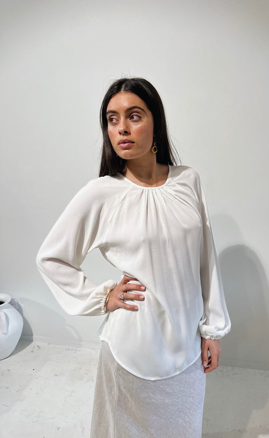 The Empower Blouse Ivory Crepe