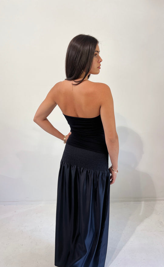 Temple Skirt Black Silk Twill