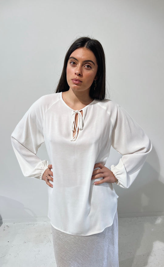 The Empower Blouse Ivory Crepe