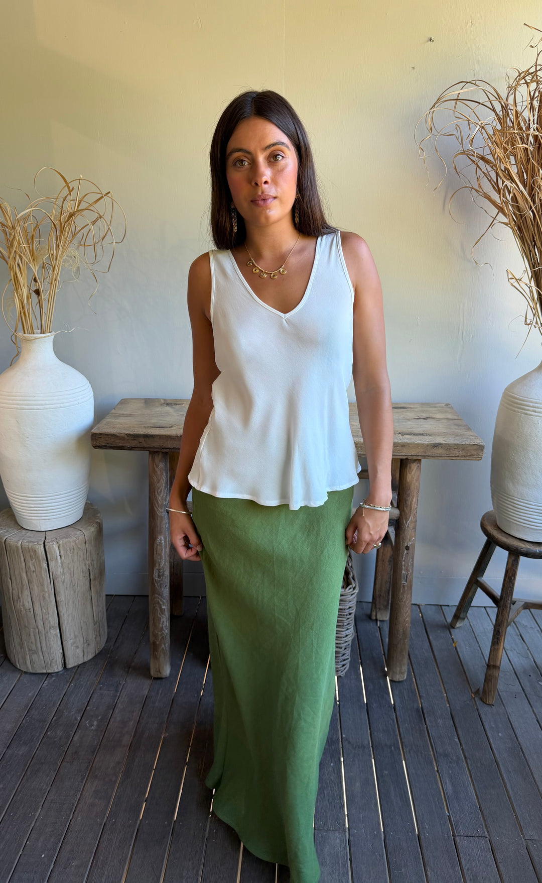 Renee Maxi Skirt Green Hemp