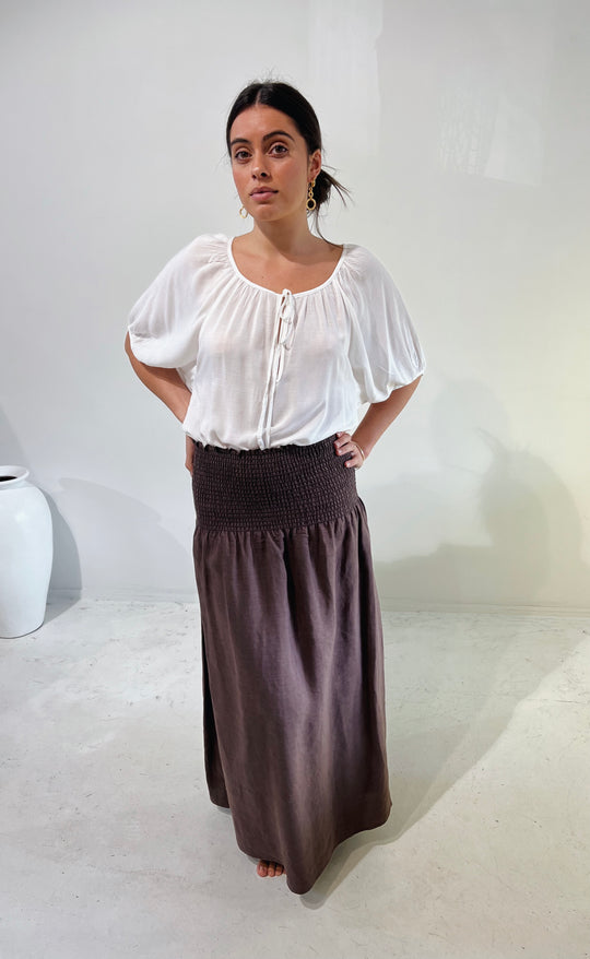 Temple Skirt Chocolate Linen
