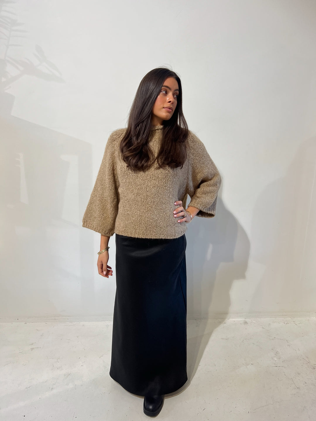 Renee Maxi Skirt Black Linen Twill