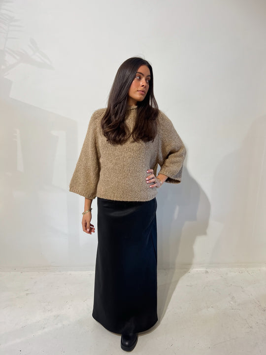 Renee Maxi Skirt Black Linen Twill