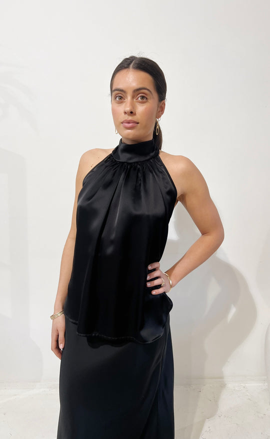 Cannes Top Black Satin