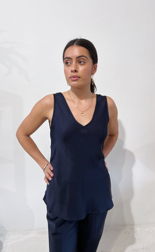 Vera Top Navy Satin