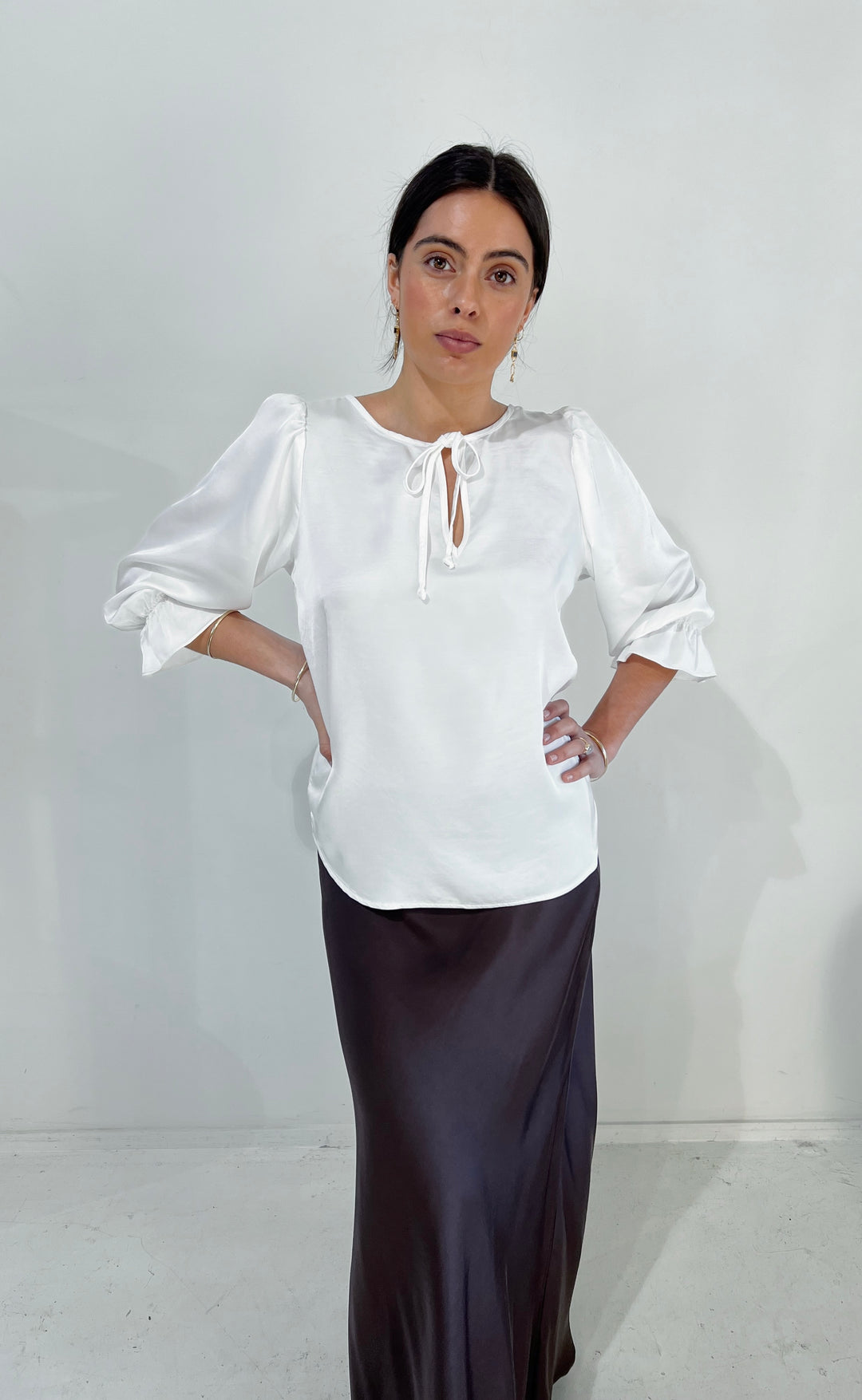 Cara Top Ivory Satin