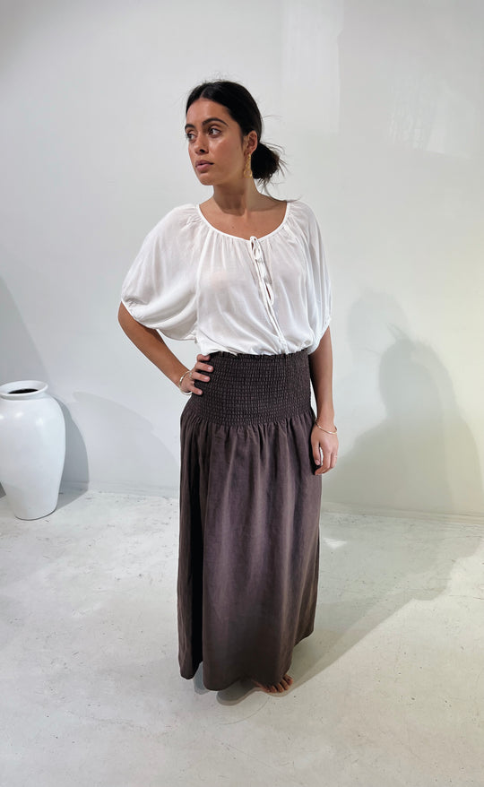 Temple Skirt Chocolate Linen