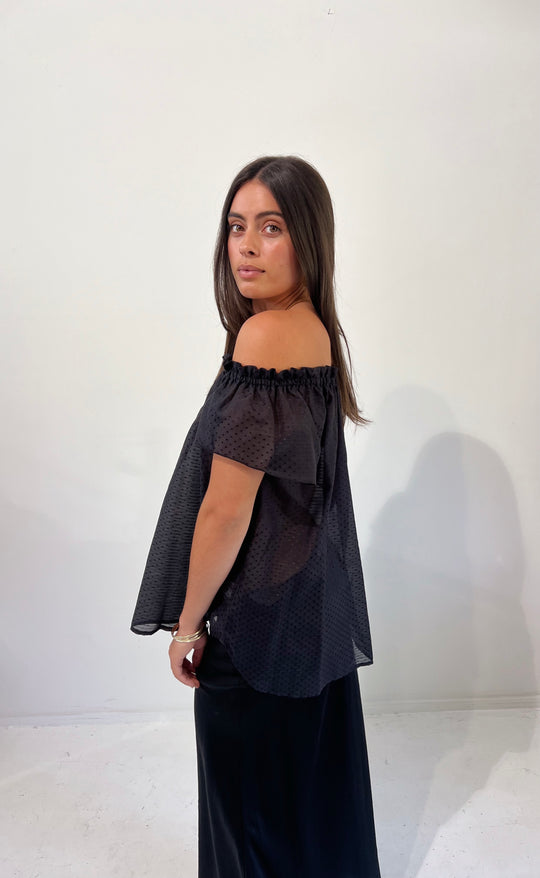 Fleur Top Silk Blend Black Fleck