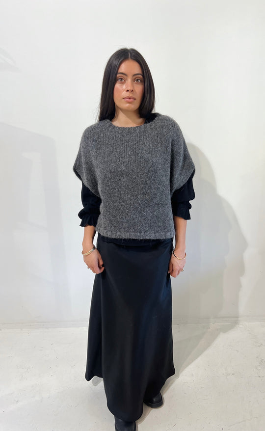 Renee Maxi Skirt Black Linen Twill