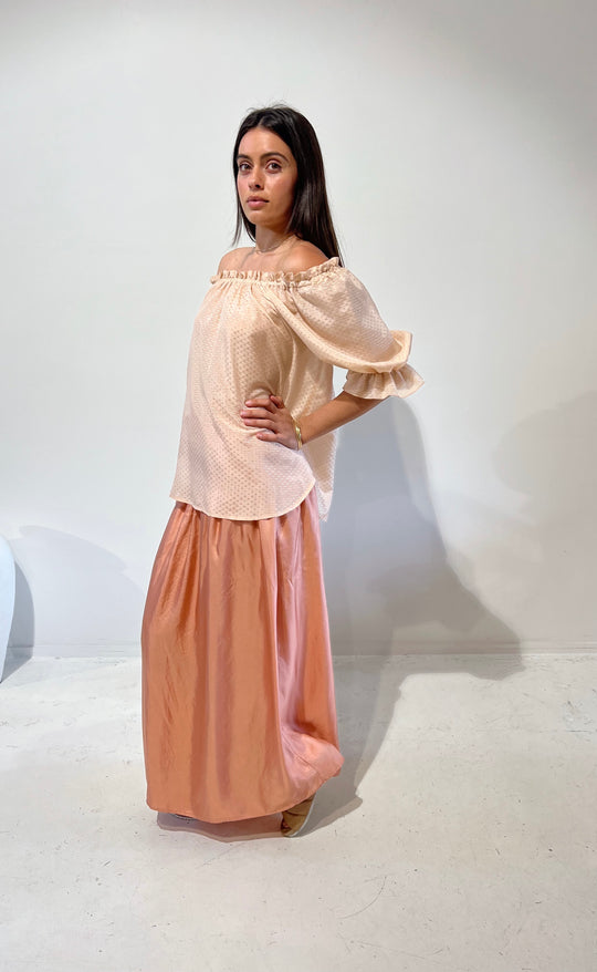 The Contessa Blouse Silk Blend Blush Fleck