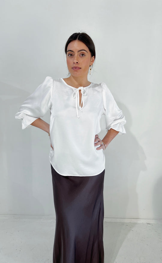 Cara Top Ivory Satin