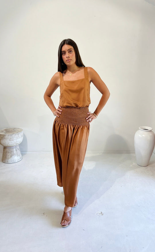 Hana Top Rust Silk Twill