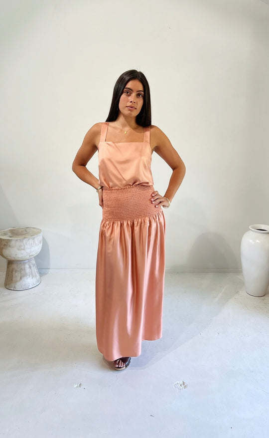 Hana Top Coral Silk Twill
