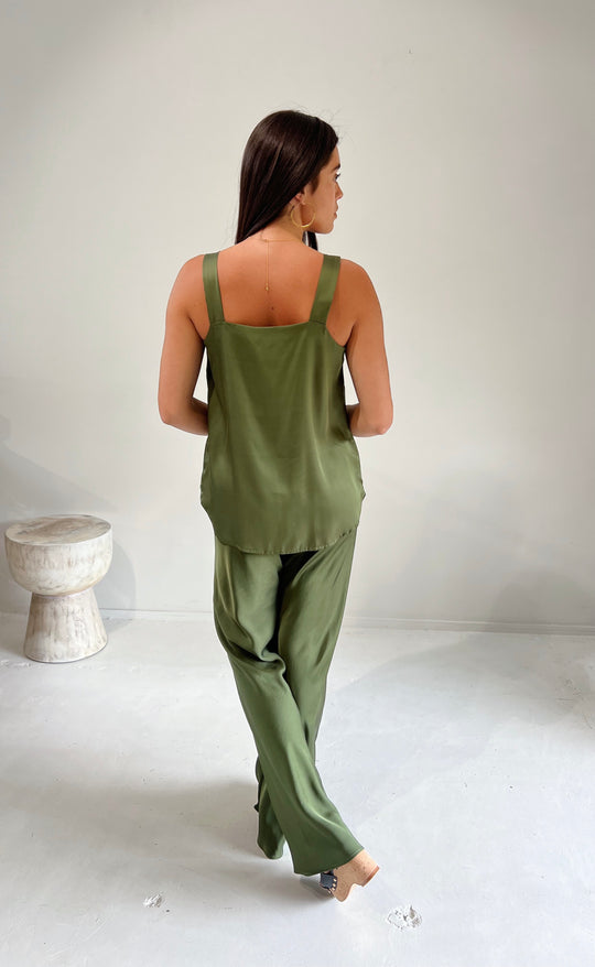 Hana Top Olive Satin