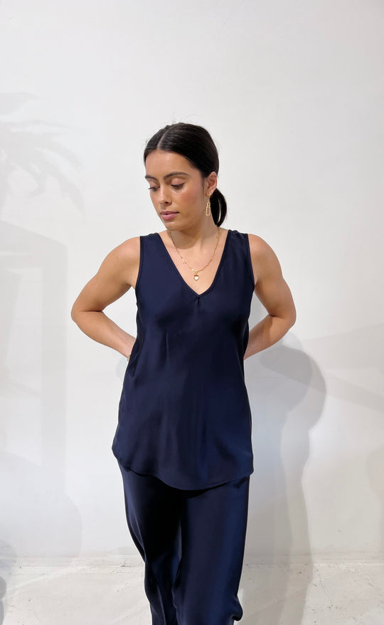 Vera Top Navy Satin