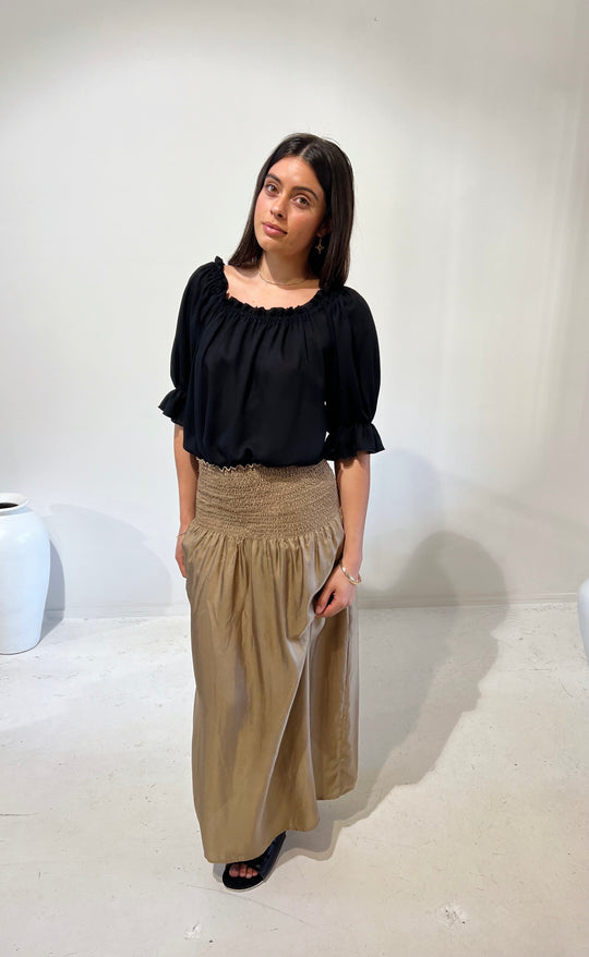 Temple Skirt Silk Taupe