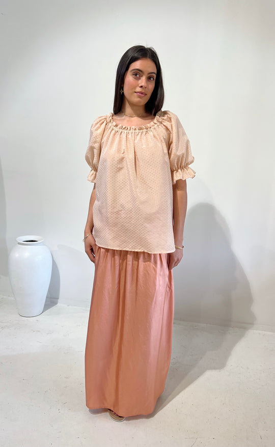 Temple Skirt Coral Silk