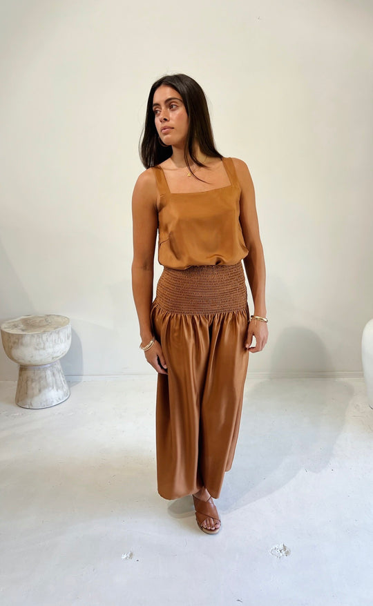 Hana Top Rust Silk Twill