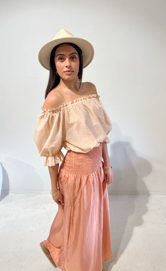 Temple Skirt Coral Silk