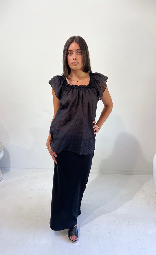 Fleur Top Silk Blend Black Fleck