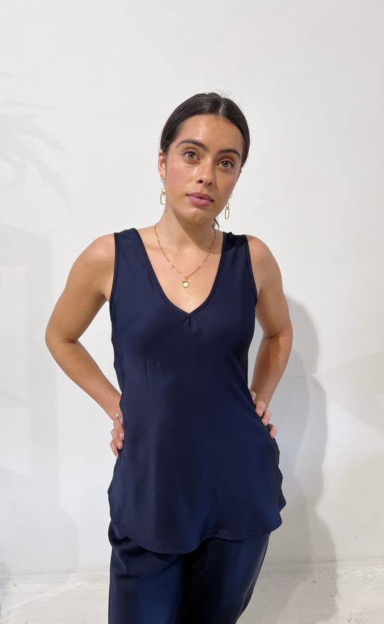 Vera Top Navy Satin