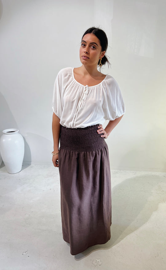 Temple Skirt Chocolate Linen