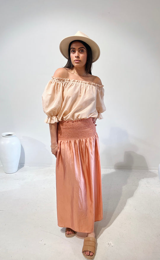Temple Skirt Coral Silk