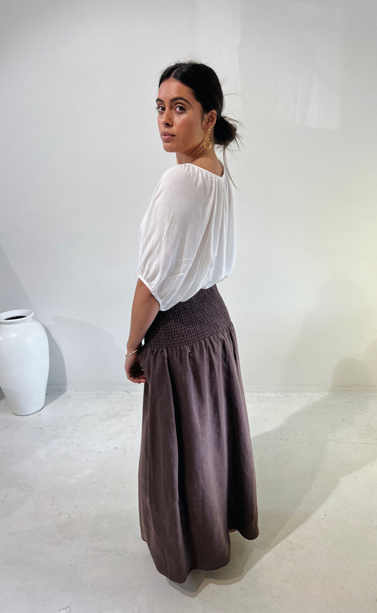 Temple Skirt Chocolate Linen
