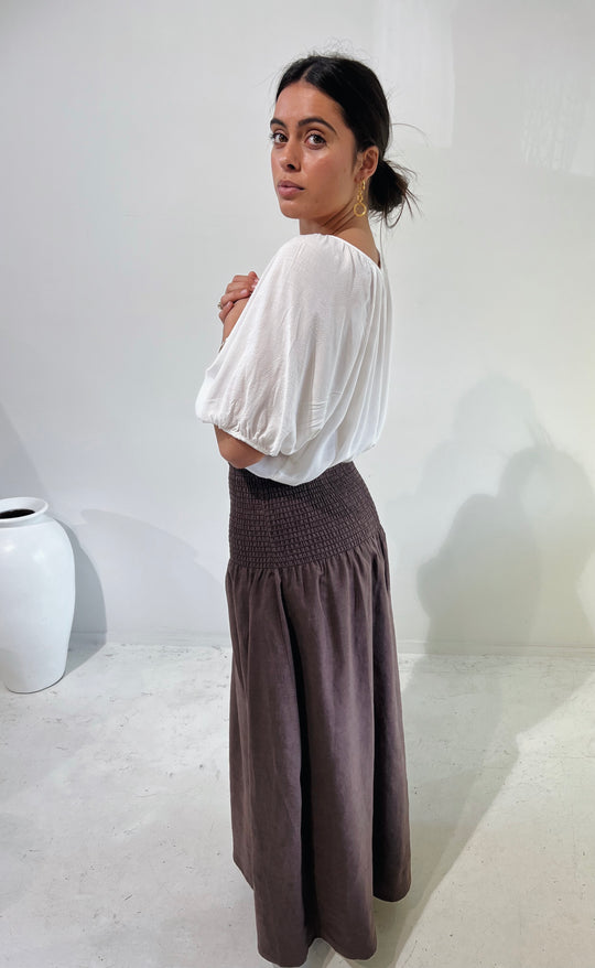 Temple Skirt Chocolate Linen