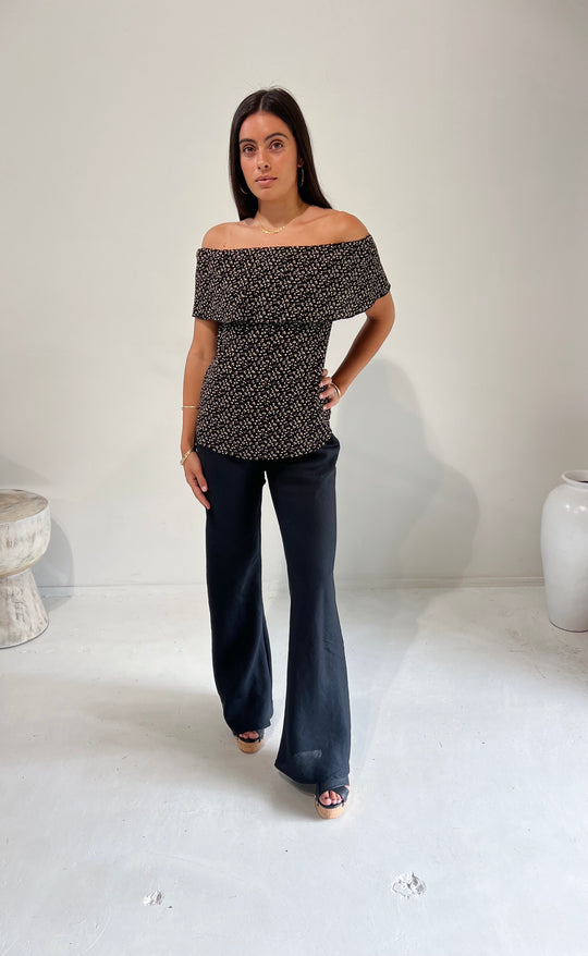 Parisienne Pant Black Linen