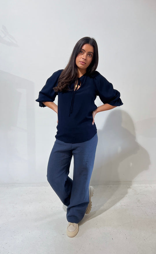 Smokin Pant Navy Linen
