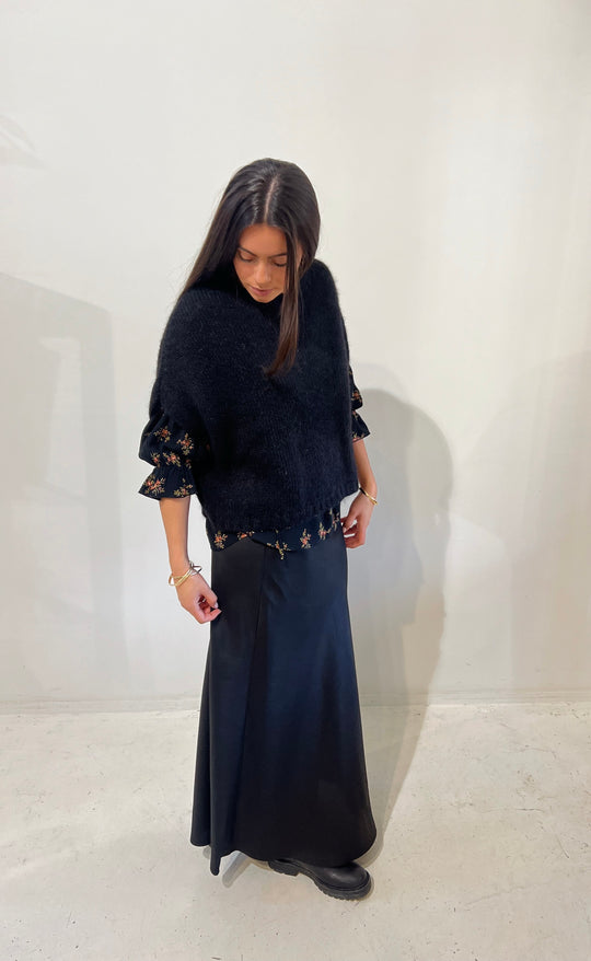 Renee Maxi Skirt Black Linen Twill