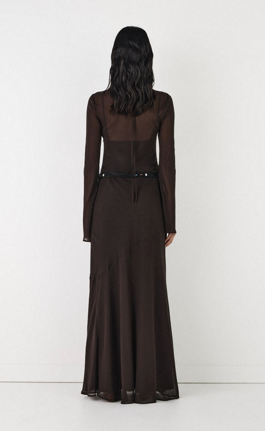 Anouk Silk Maxi Dress Chocolate