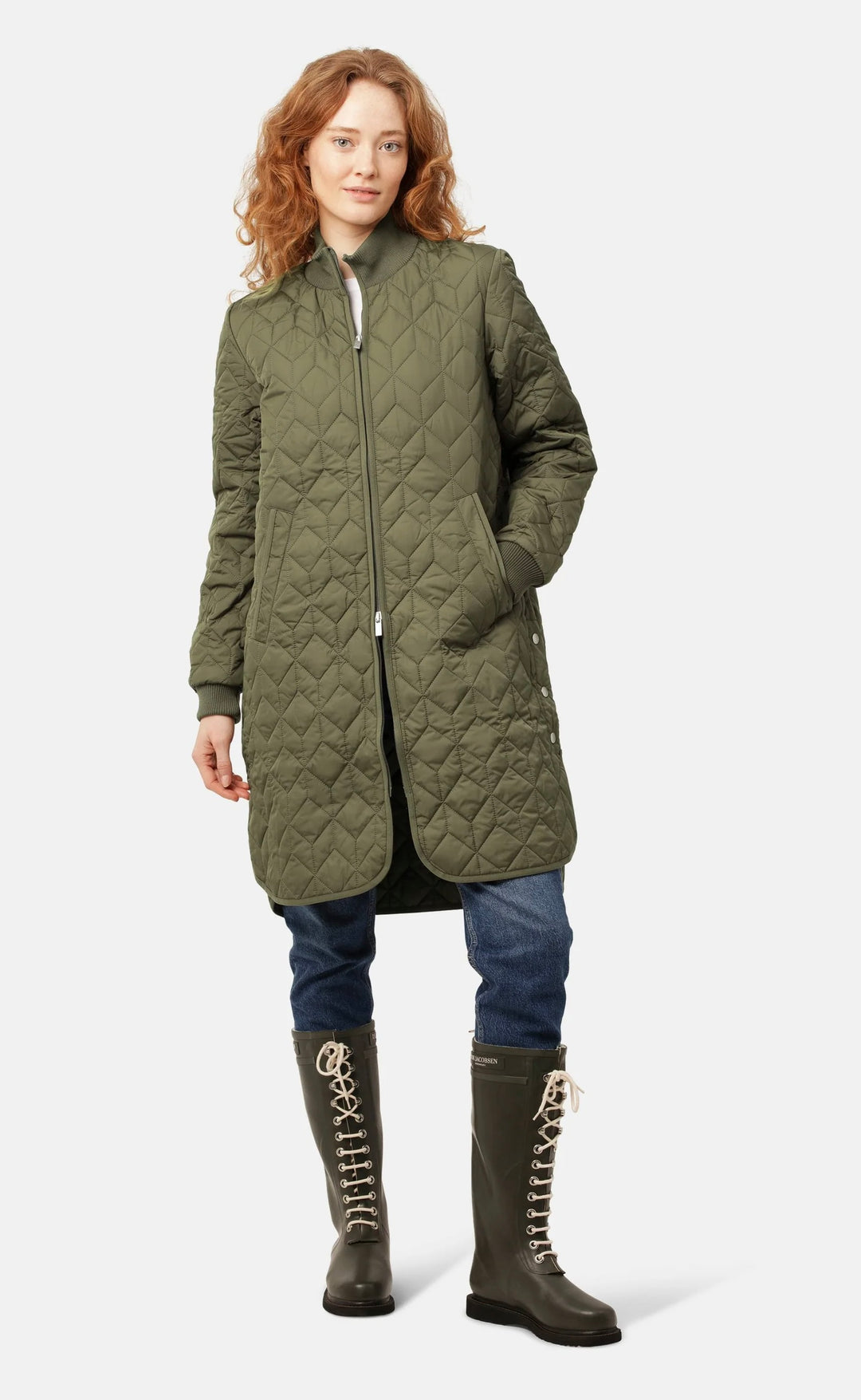 Long Quilt Coat Army