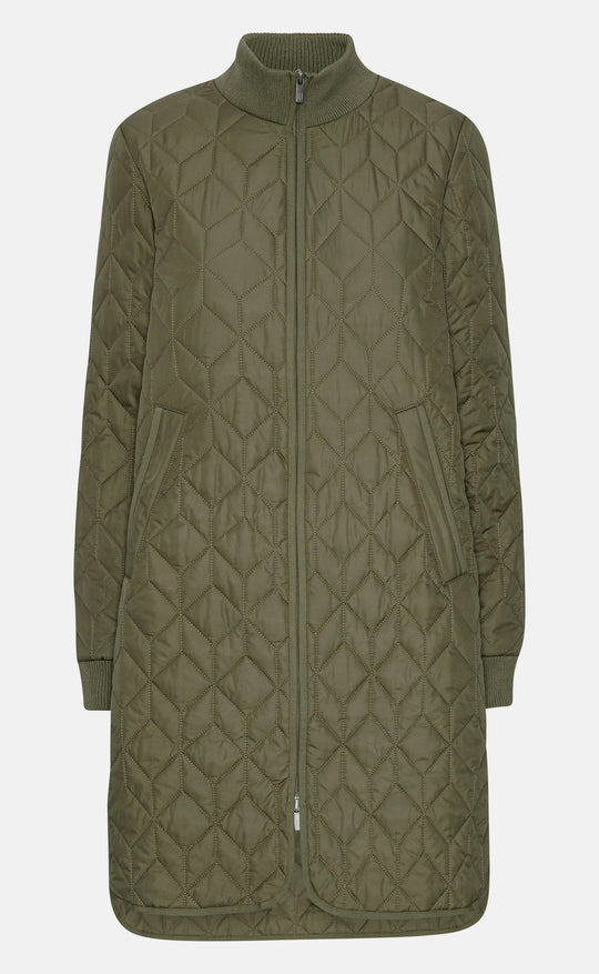 Long Quilt Coat Army