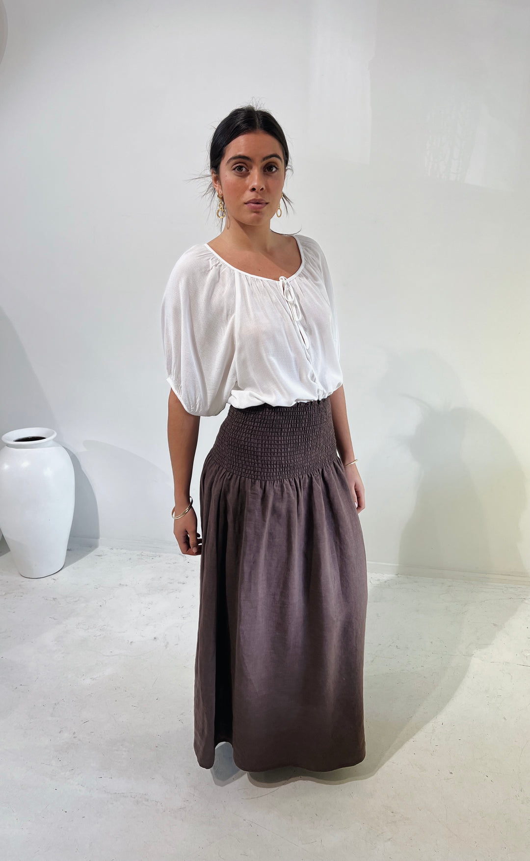 Temple Skirt Chocolate Linen