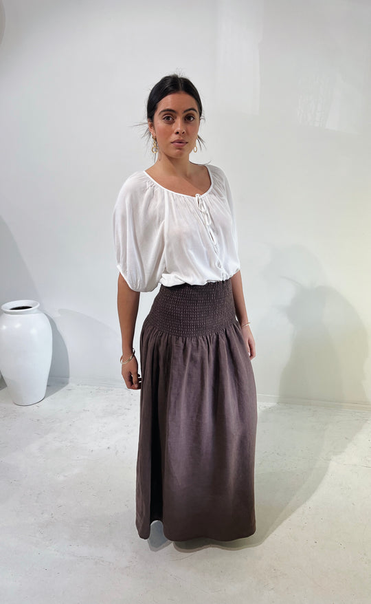 Temple Skirt Chocolate Linen