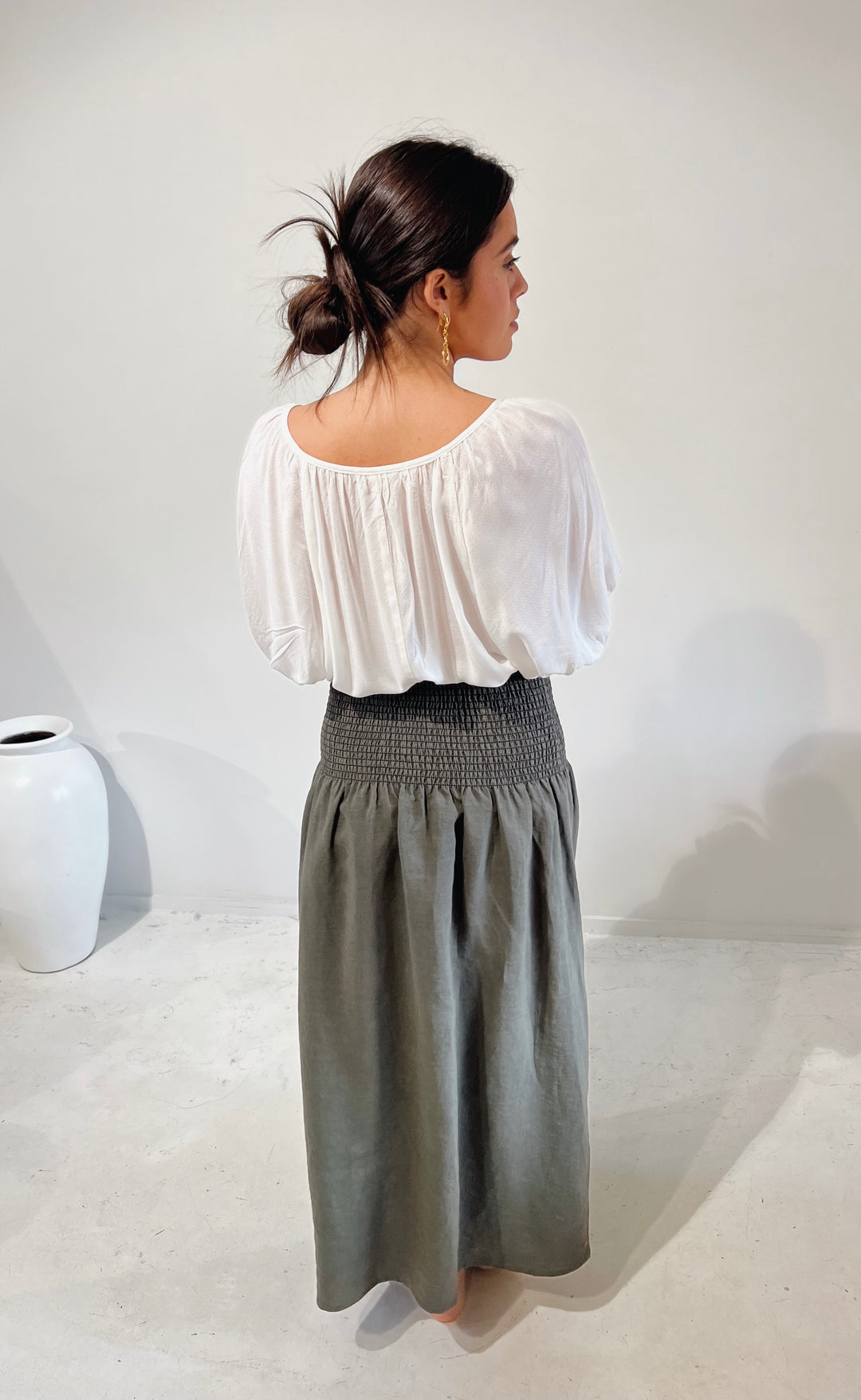Temple Skirt Caper Linen