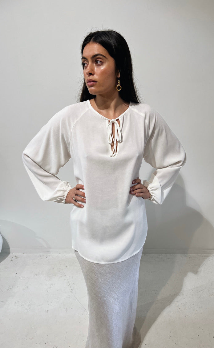 The Empower Blouse Ivory Crepe