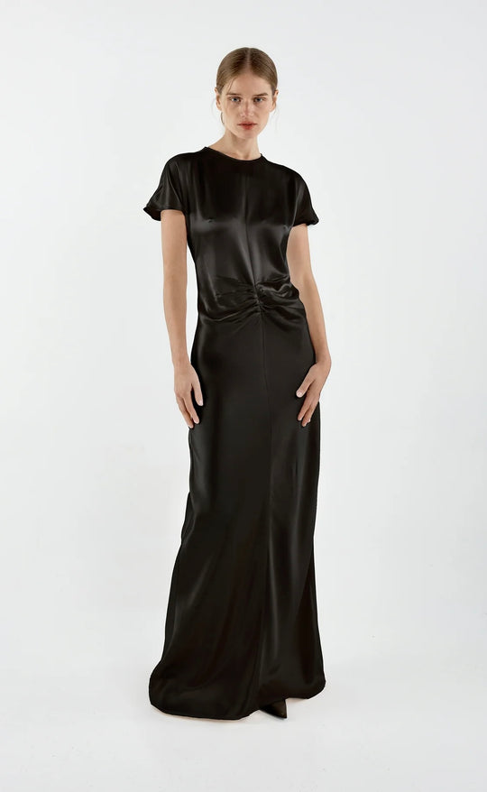 Bianca Gathered Maxi Gown Black