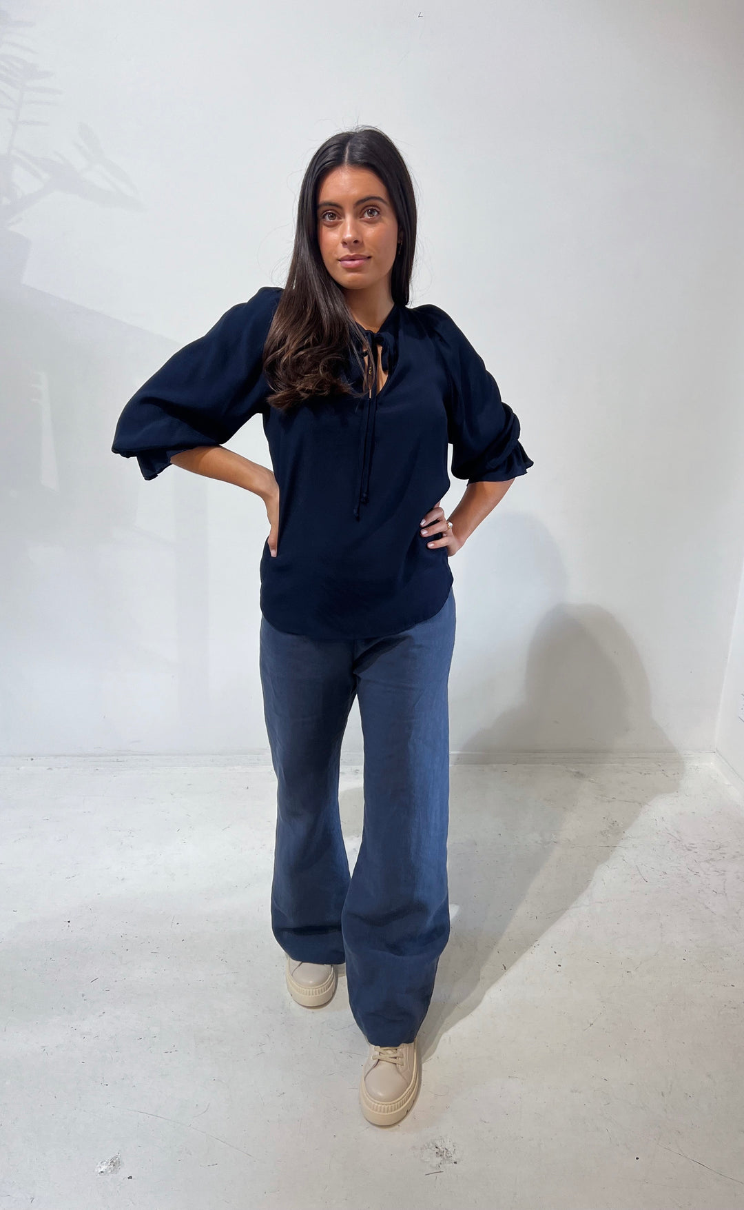 Smokin Pant Navy Linen