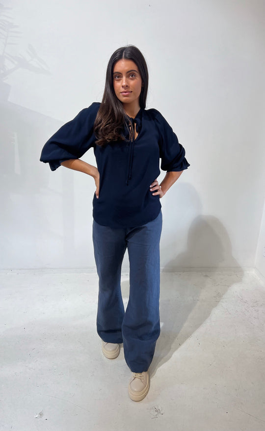 Smokin Pant Navy Linen