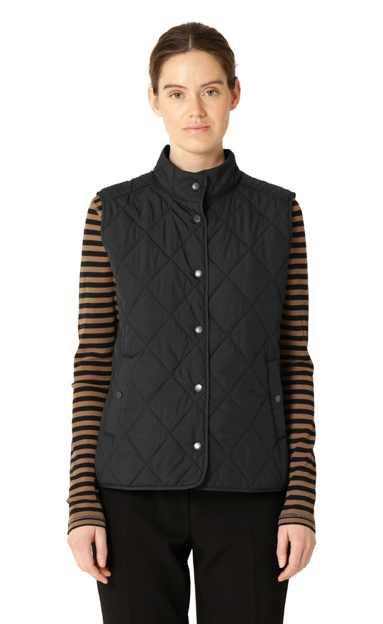 Quilted Short Vest Black