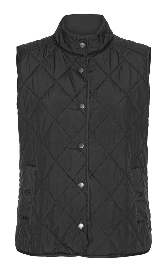 Quilted Short Vest Black