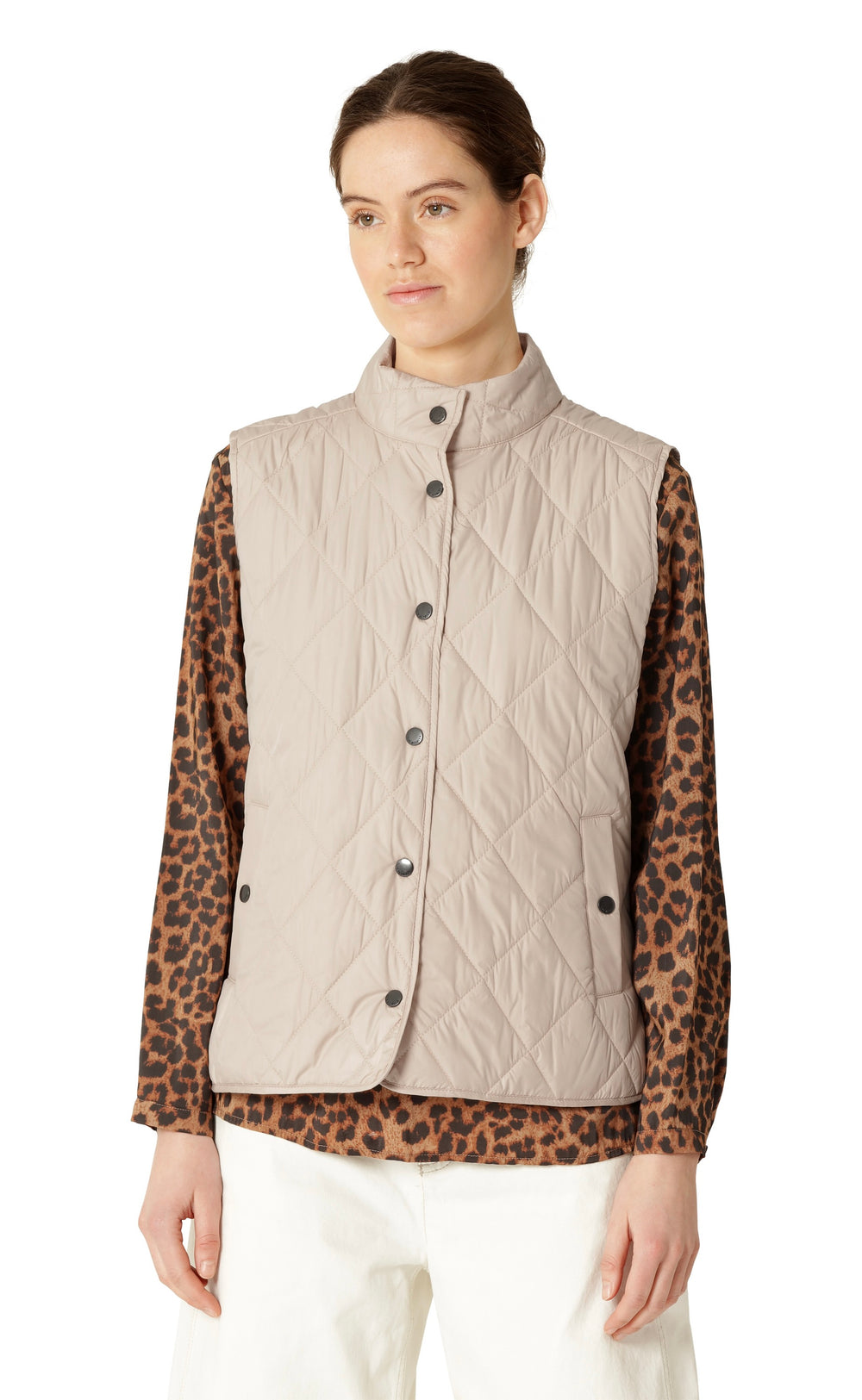 Quilted Short Vest Light Camel