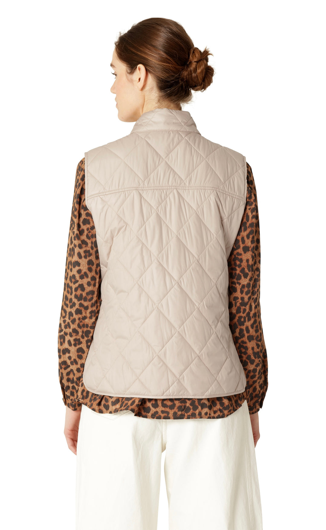 Quilted Short Vest Light Camel
