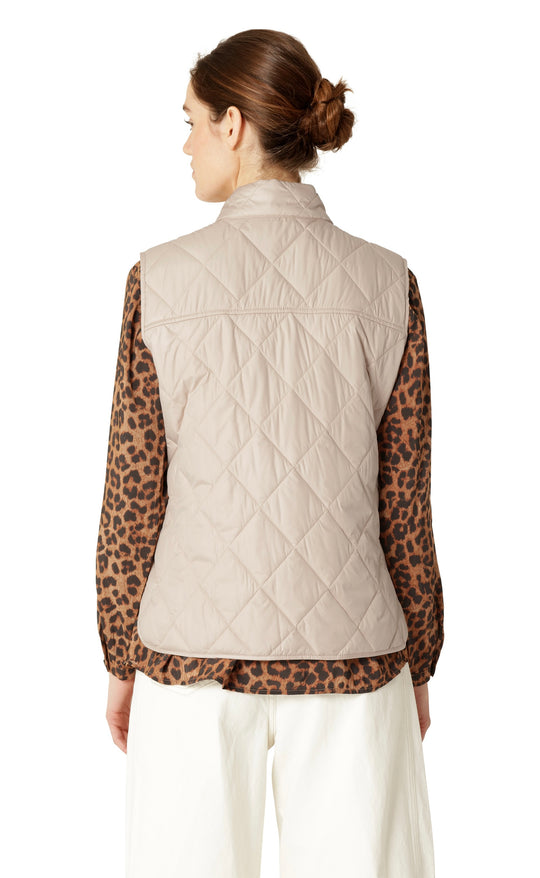 Quilted Short Vest Light Camel