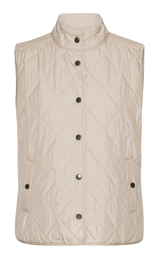 Quilted Short Vest Light Camel