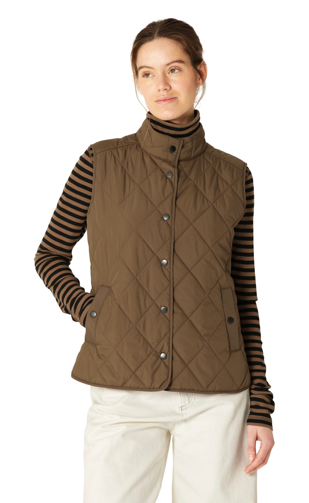 Quilted Short Vest Nut