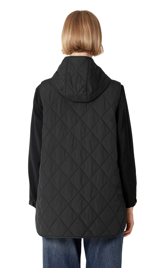 Quilted Long Vest Black